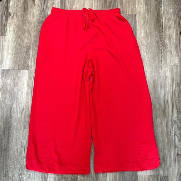 JODIFL Pants - Jodifl Red Wide Leg Pants L NWT High Rise‎ Drawstring Pockets Comfy Chic
